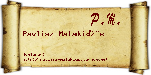 Pavlisz Malakiás névjegykártya